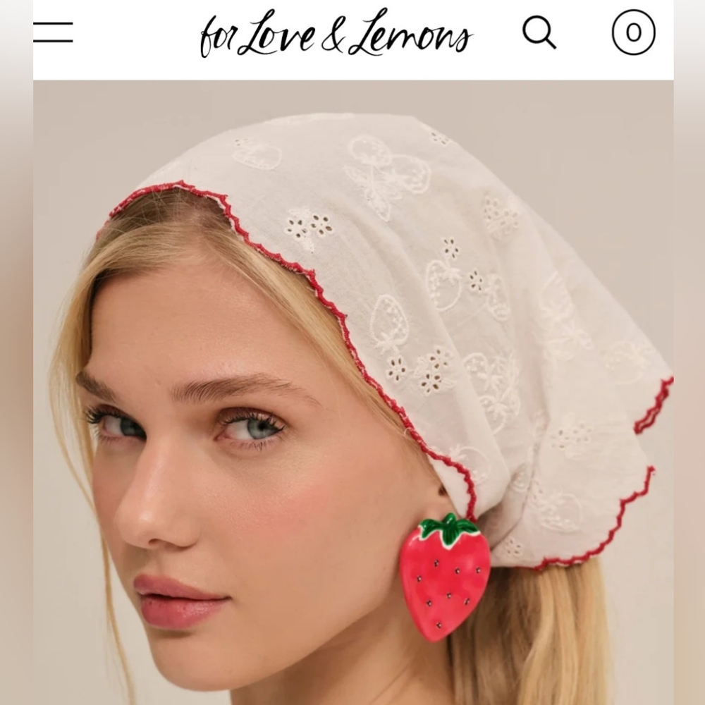 For Love & Lemons Strawberry Red Enamel Drop Earrings